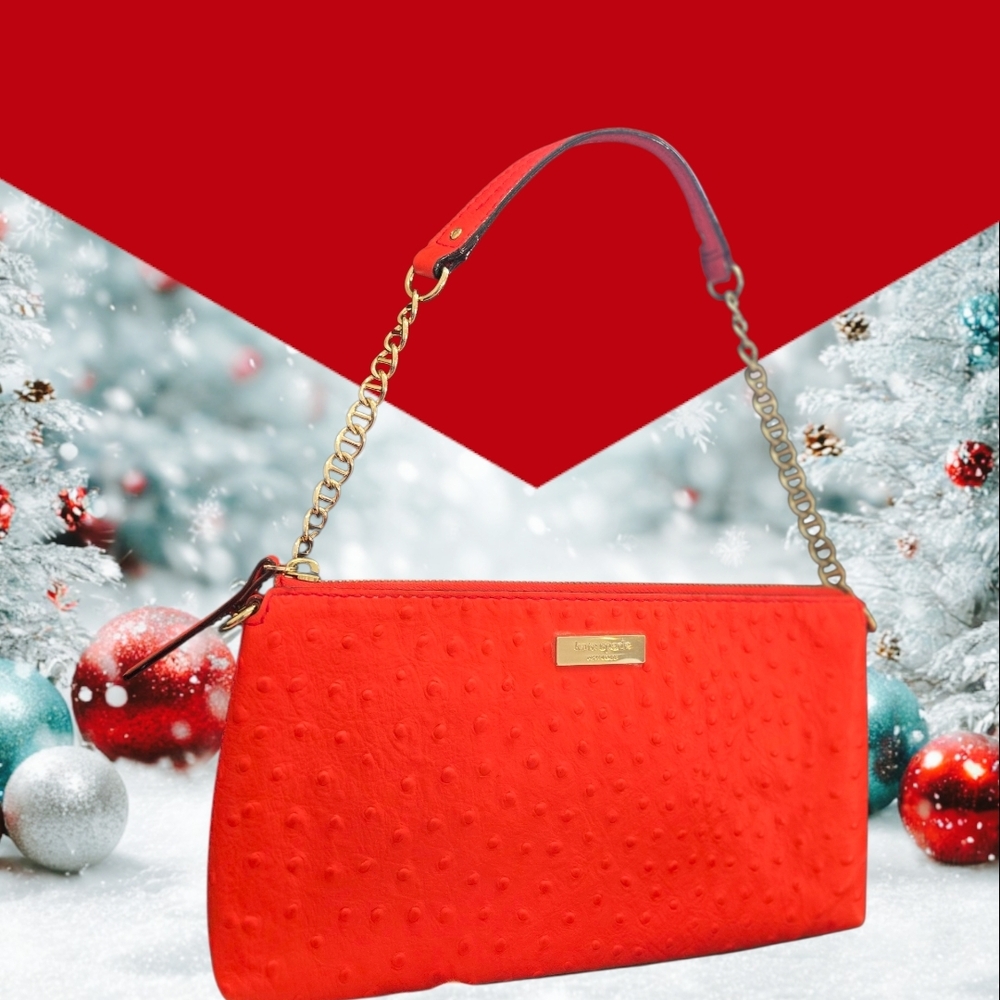 Kate Spade Ostrich-Embossed Shoulder Bag Very Good Condition